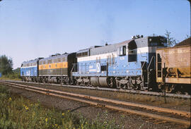 Great Northern Diesel Locomotive 312A, 312B, 576 at Floodwood, Minnesota, 1969