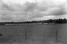 Amtrak diesel locomotives 9758 and 9760 at Yelm, Washington on June 27, 1971.