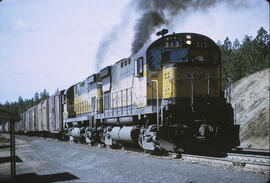 Spokane, Portland & Seattle Diesel Locomotive 313, 303 at Scribner, Washington, 1968