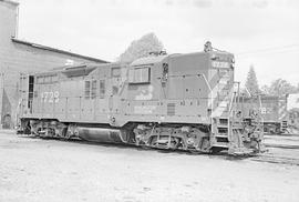 Burlington Northern diesel locomotive 1728 at Auburn, Washington in 1975.