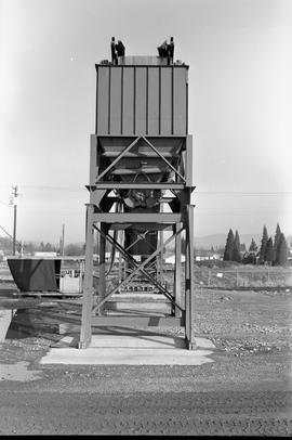 Burlington Northern Railroad gravel bunker at Longview, Washington, in November 1975.