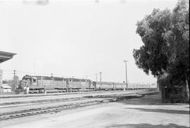 Southern Pacific diesel locomotives 3204 and 3206 lead Amtrak train number 11 at San Jose, Califo...