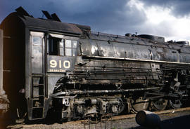 Spokane, Portland and Seattle Railway steam locomotive 910 at Vancouver, Washington in 1959.