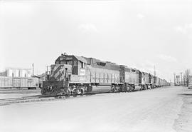 Burlington Northern diesel locomotive 2084 at Vancouver, Washington in 1976.