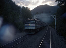 Amtrak diesel locomotive 393 at Berne, Washington on August 4, 1987.