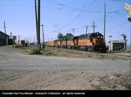 Milwaukee Road diesel locomotive Number 367 at Othello, Washington, undated.