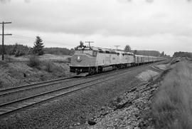 Amtrak diesel locomotive 569 at Plumb, Washington in December 1974.