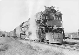 Northern Pacific steam locomotive 5136 at Cle Elum, Washington, circa 1949.
