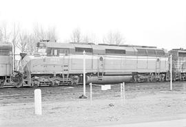 Burlington Northern diesel locomotive 6606 at Tacoma, Washington in 1973.