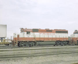 Burlington Northern diesel locomotive 3043 at Tulsa, Oklahoma in 1982.