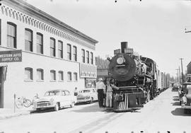 Northern Pacific steam locomotive 1355 at Coeur d'Alene, Idaho, in 1955.