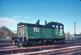 Burlington Northern Diesel Locomotive Number 119 at Denver, Colorado In 1981