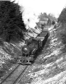 Pacific Coast Railroad freight train at Lake Wilderness, Washington, circa 1940