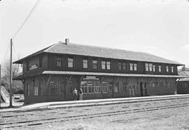 Washington, Idaho & Montana Railway Company Station at Potlatch, Idaho in April 1965.