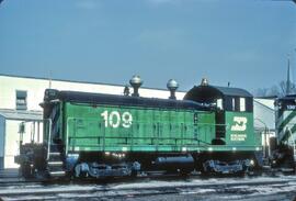 Burlington Northern Diesel Locomotive Number 109 in Fargo, North Dakota in 1981