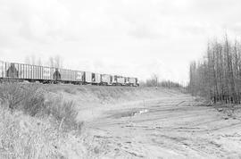 Burlington Northern diesel locomotive 4248 at Woodland, Washington in 1976.