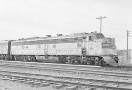 Burlington Northern diesel locomotive 9952 at Williston, North Dakota in 1972.