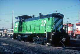 Burlington Northern Diesel Locomotive Number 22 in North Kansas City, Missouri in 1981