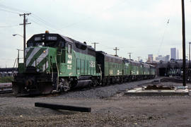 Burlington Northern Railroad Company diesel locomotive 2520 at Portland, Oregon in 1978.