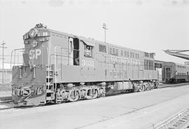 Southern Pacific Railroad diesel locomotive number 3031 at San Jose, California in 1973.