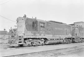 Burlington Northern diesel locomotive 1632 at Auburn, Washington in 1971.