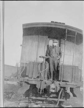 Northern Pacific Railroad Caboose at Easton, Washington, circa 1925.