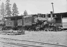 Craig Mountain Lumber Company Steam Locomotive Number 5 at Winchester, Idaho, circa 1948.