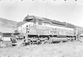 Burlington Northern diesel locomotive 6437 at Easton, Washington in 1970.