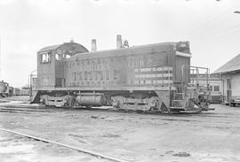 Burlington Northern diesel locomotive 156 at Tacoma, Washington in 1971.