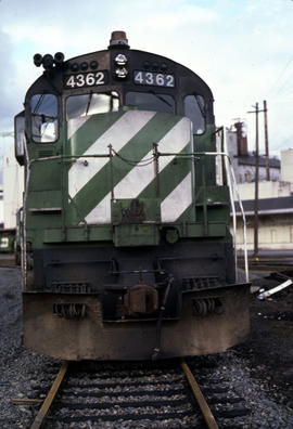 Burlington Northern Railroad Company diesel locomotive 4362 at Portland, Oregon in 1978.