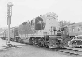 Northern Pacific diesel locomotive number 569 at Garrison, Montana, in 1955.