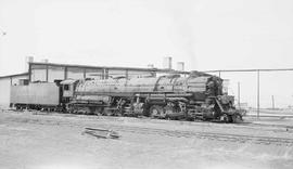 Northern Pacific steam locomotive 5002 at Bozeman, Montana, circa 1952.