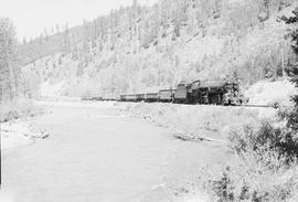 Northern Pacific steam locomotive 4025 at Haugan, Montana, in 1952.