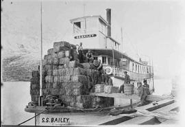 Canyon & White Horse Rapids Tramway Steam Boat at Canyon City, Yukon Territory, circa 1898.