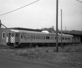 Port of Tillamook Bay Railroad rail diesel car at Tillamook, Oregon on October 11, 1988.