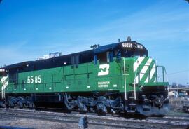 Burlington Northern Diesel Locomotive Number 5585 at Fort Worth, Texas in 1981