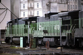 Burlington Northern Railroad Company diesel locomotive 5497 at Portland, Oregon in 1984.