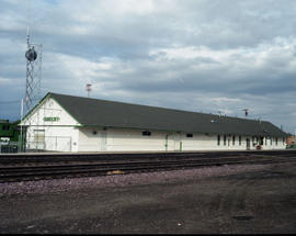 Burlington Northern depot at Shelby, Montana in 1990.