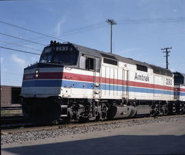 Amtrak diesel locomotive 293 at Oakland, California on March 31, 1980.