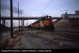 Milwaukee Road diesel locomotive Number 326 at Othello, Washington in 1965.