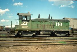 Burlington Northern Diesel Locomotive Number 110 in Minneapolis, Minnesota in 1979