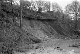 Burlington Northern track washout at Tacoma, Washington in 1972.