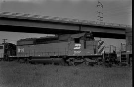 Colorado and Southern Railway diesel locomotive 914 at Portland, Oregon on February 13, 1976.