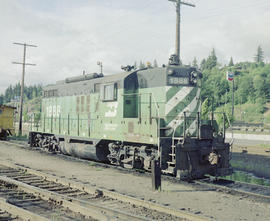 Burlington Northern diesel locomotive 1888 at Kalama, Washington in 1981.