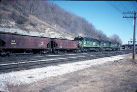 Burlington Northern Diesel Locomotives Numbers 5627 and 5637 and 5673 at Daytons Bluff, Minnesota...