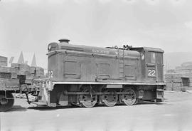 Vancouver Wharves Diesel Locomotive Number 22 at North Vancouver, British Columbia in June, 1972.