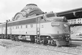 Burlington Northern diesel locomotive 9752 at Tacoma, Washington in 1971.