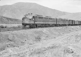 Northern Pacific diesel locomotive 6001 at Wymer, Washington, in 1944.