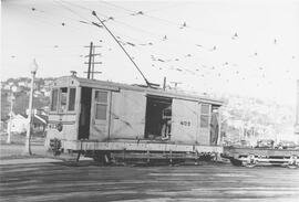 Seattle Municipal Railway Number 403 at the North Seattle carbarn, Seattle, Washington, 1939.