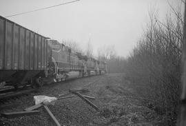 Burlington Northern Santa Fe diesel locomotive 1029 at Kanaskat, Washington in 1996.